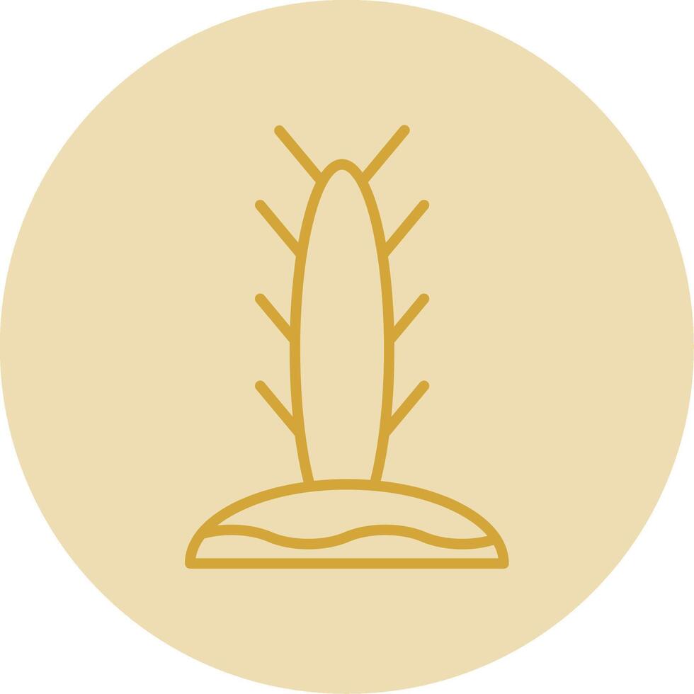 Cactus Line Yellow Circle Icon vector