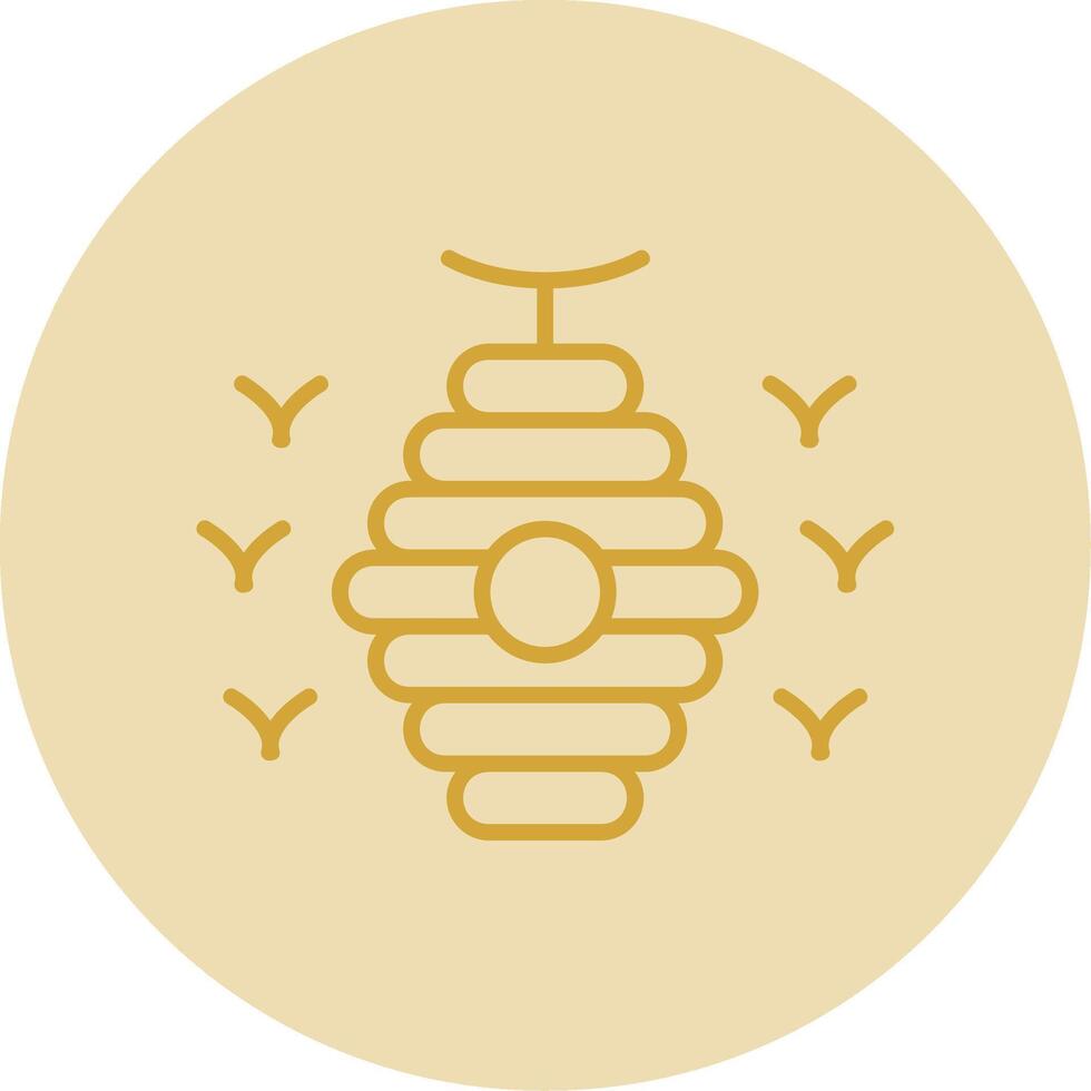 Bee Hive Line Yellow Circle Icon vector