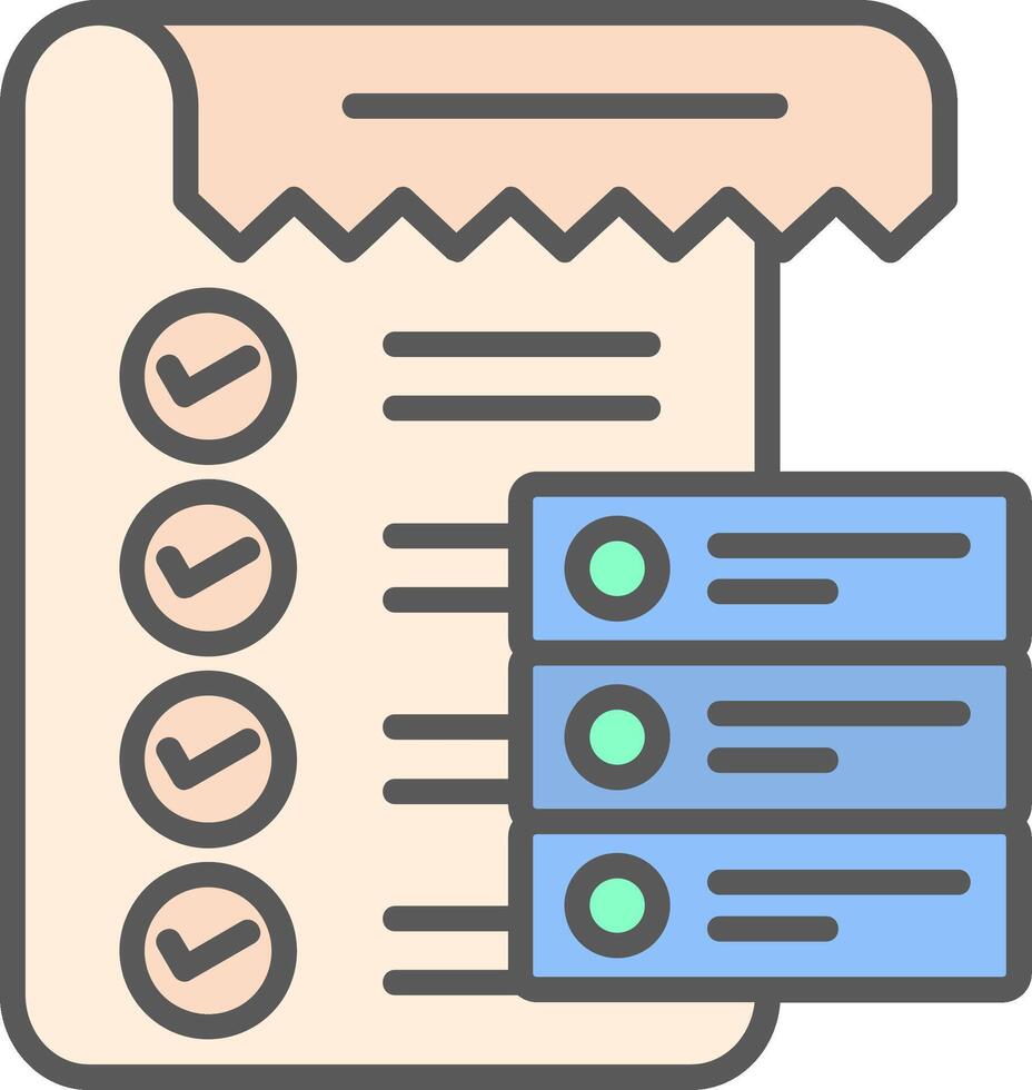 Data List Line Filled Light Icon vector