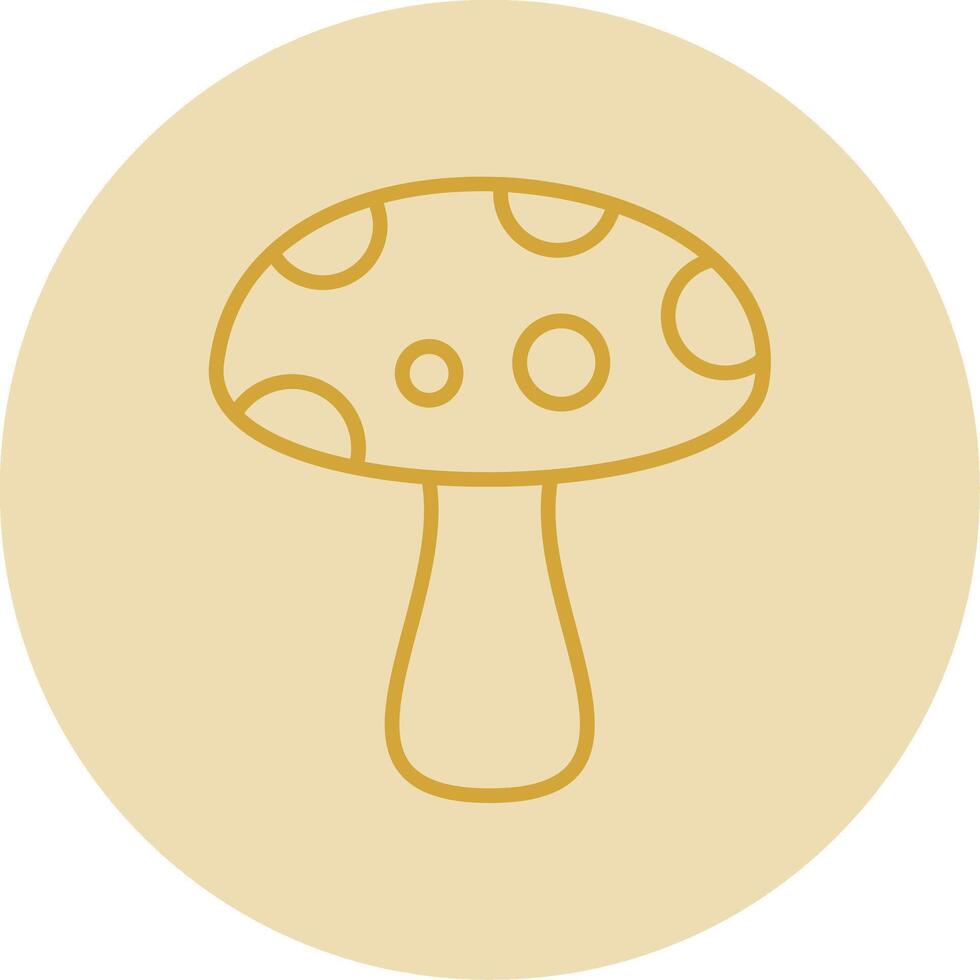 Mushroom Line Yellow Circle Icon vector