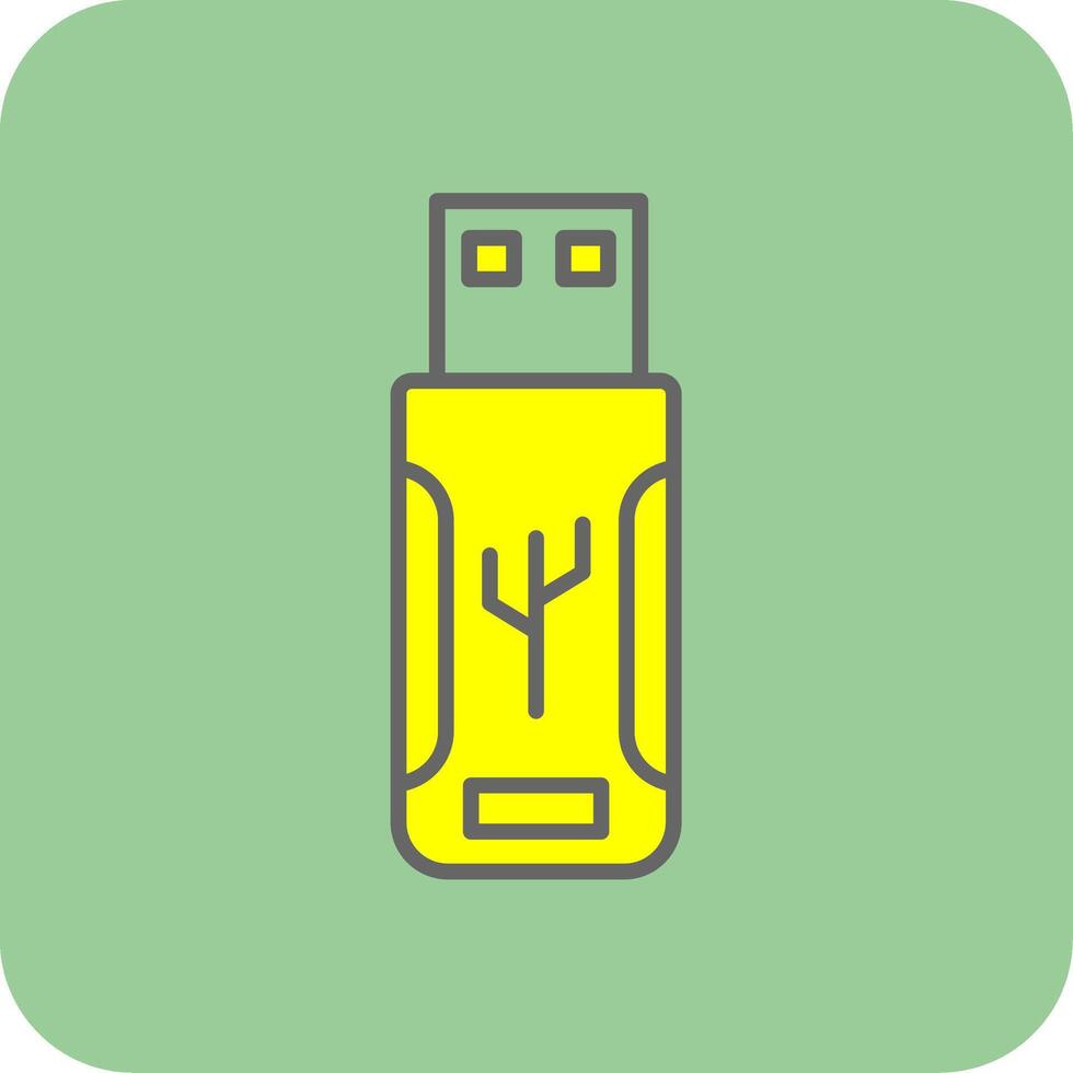 Flash Drive Filled Yellow Icon vector