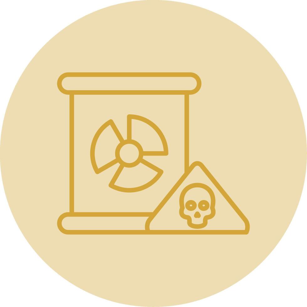 Nuclear Danger Line Yellow Circle Icon vector