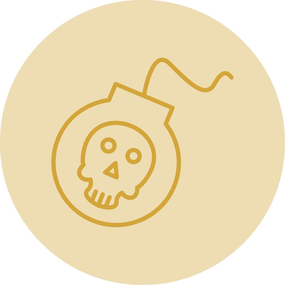 Bomb Line Yellow Circle Icon vector