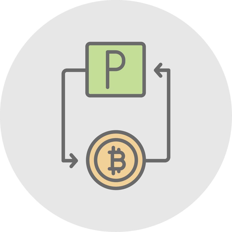 Bitcoin Paypal Line Filled Light Icon vector