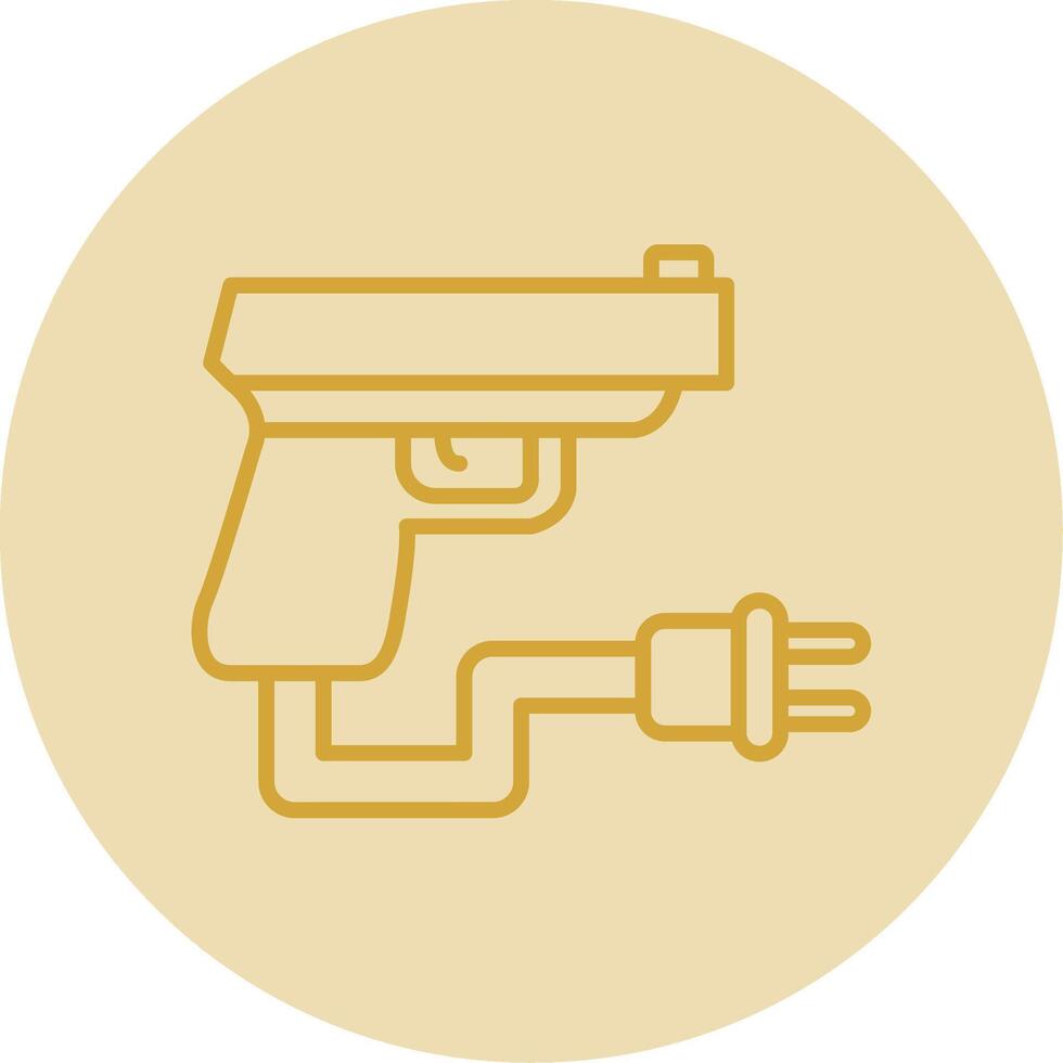 Gun Line Yellow Circle Icon vector