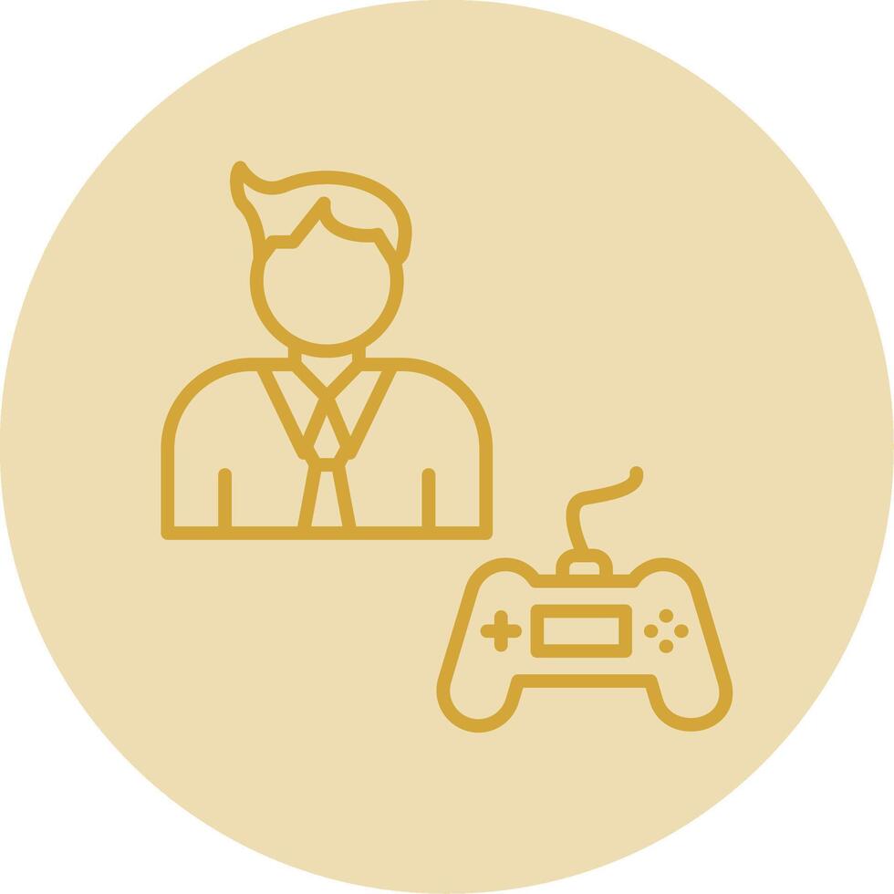 Gamer Line Yellow Circle Icon vector