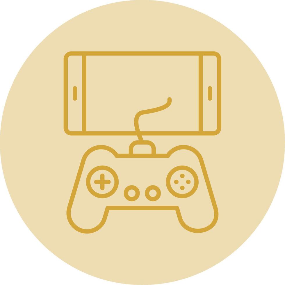 Mobile Game Line Yellow Circle Icon vector