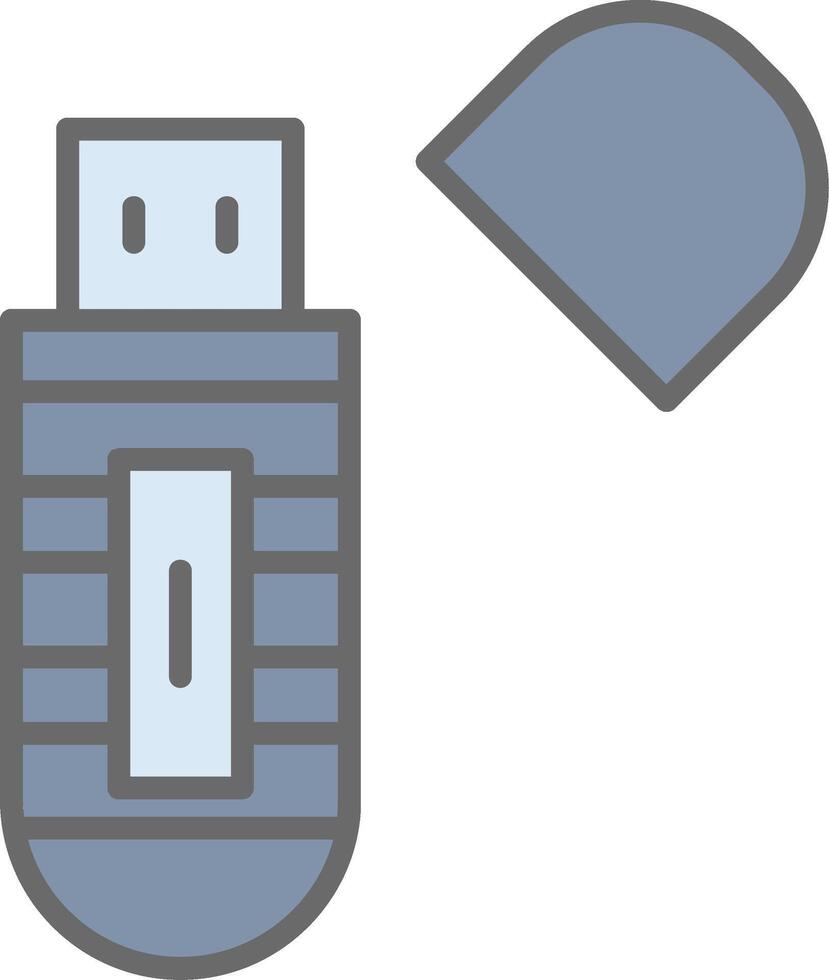 Usb Stick Line Filled Light Icon vector