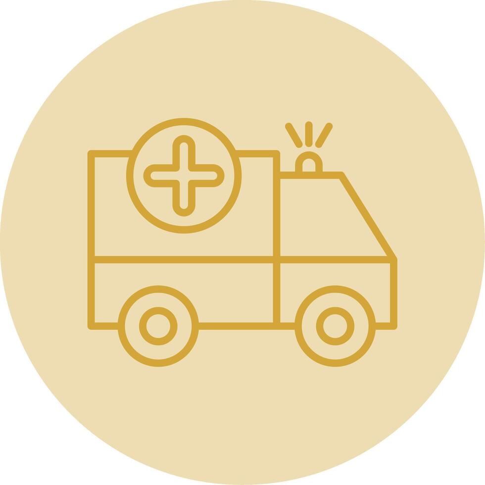 Ambulance Line Yellow Circle Icon vector