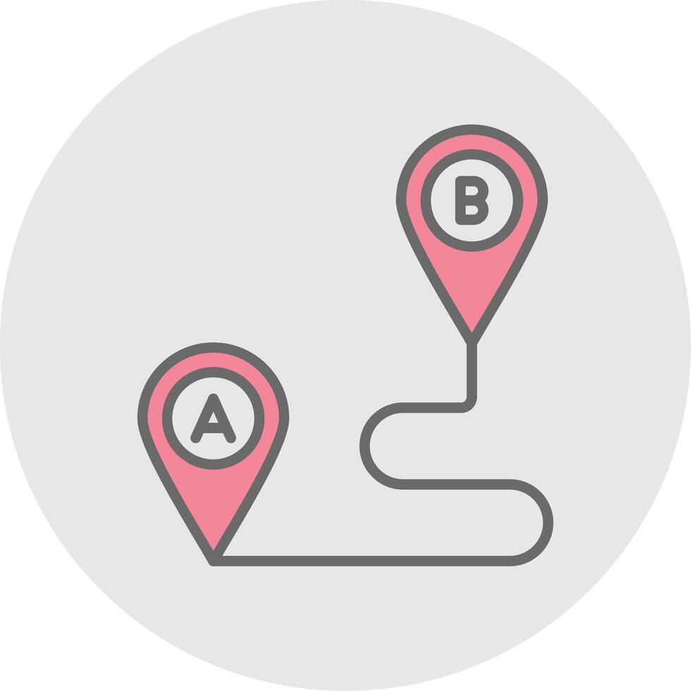 Route Planning Line Filled Light Icon vector