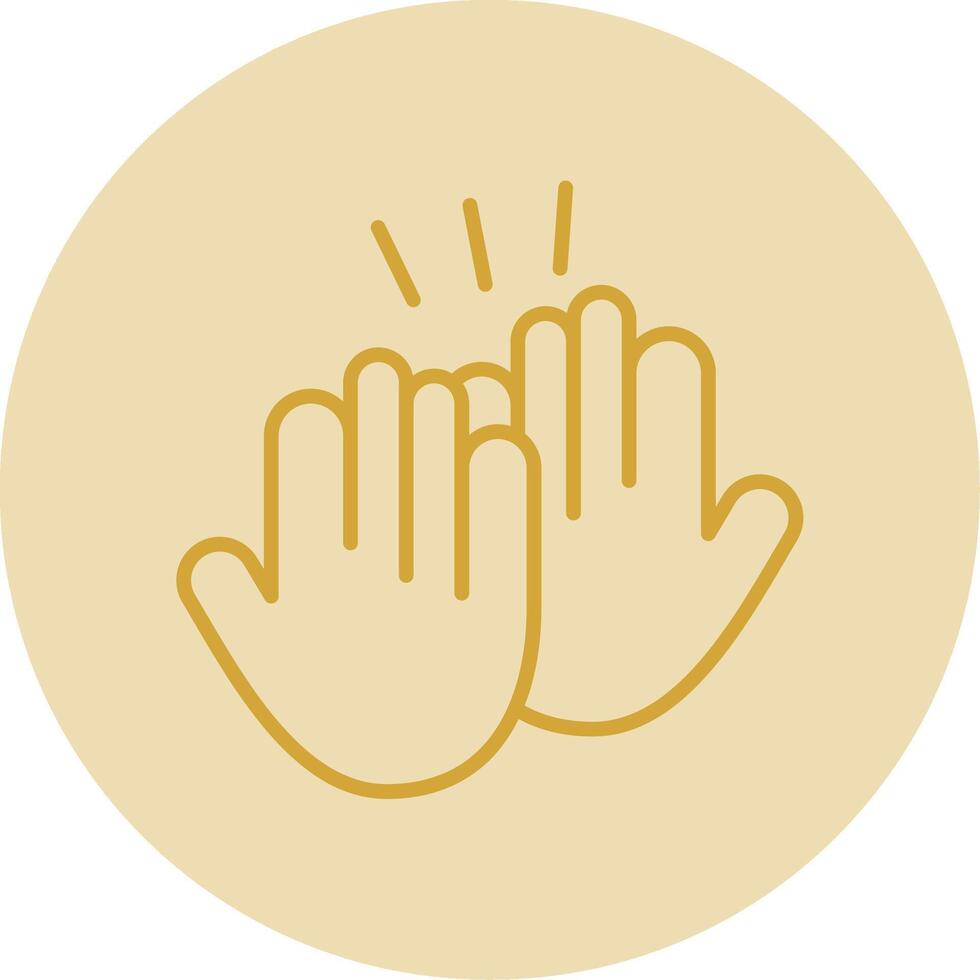 High Five Line Yellow Circle Icon vector