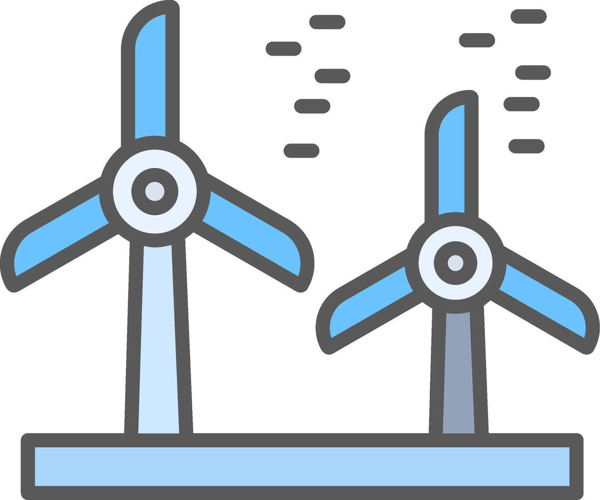 Wind Turbine Line Filled Light Icon vector