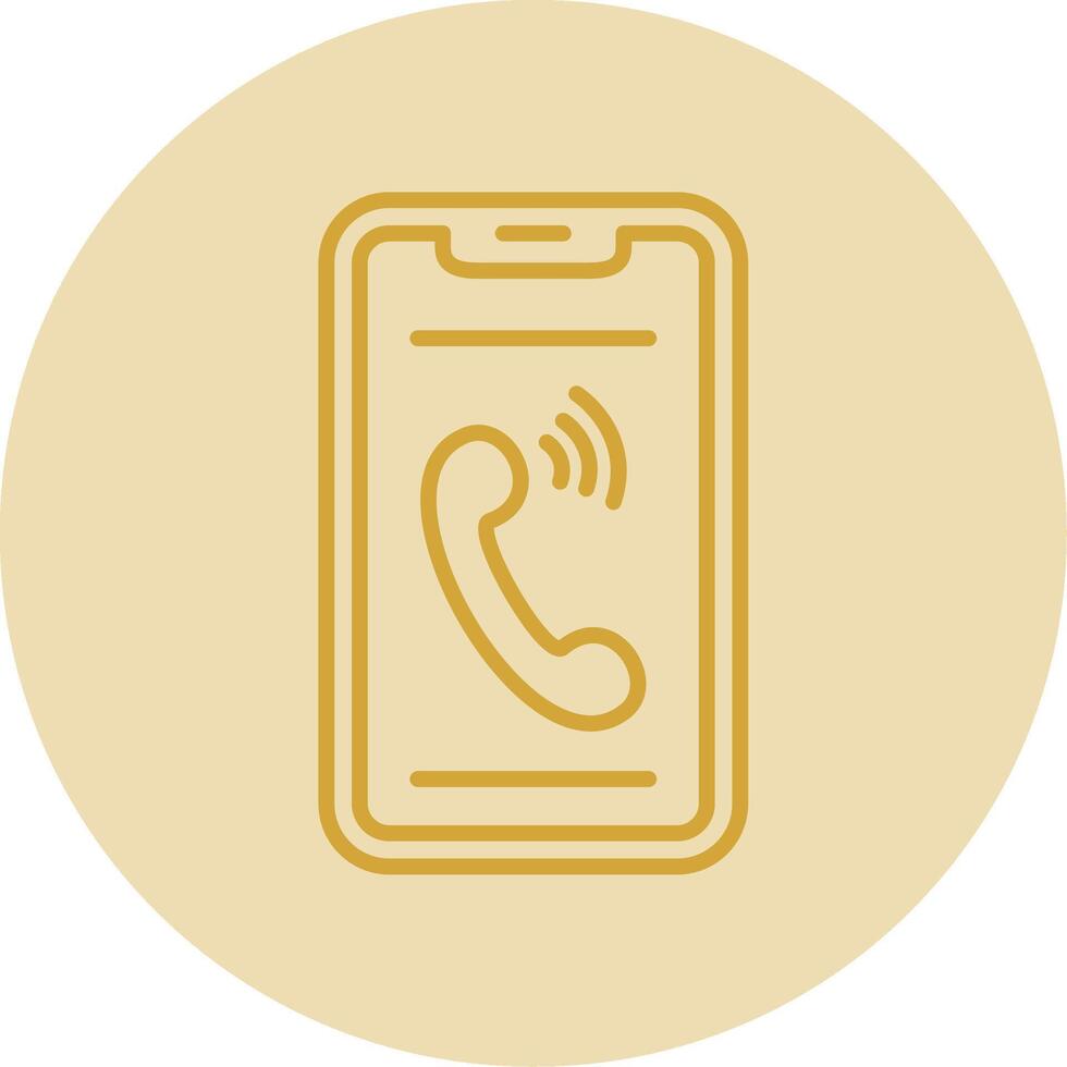 Phone Line Yellow Circle Icon vector