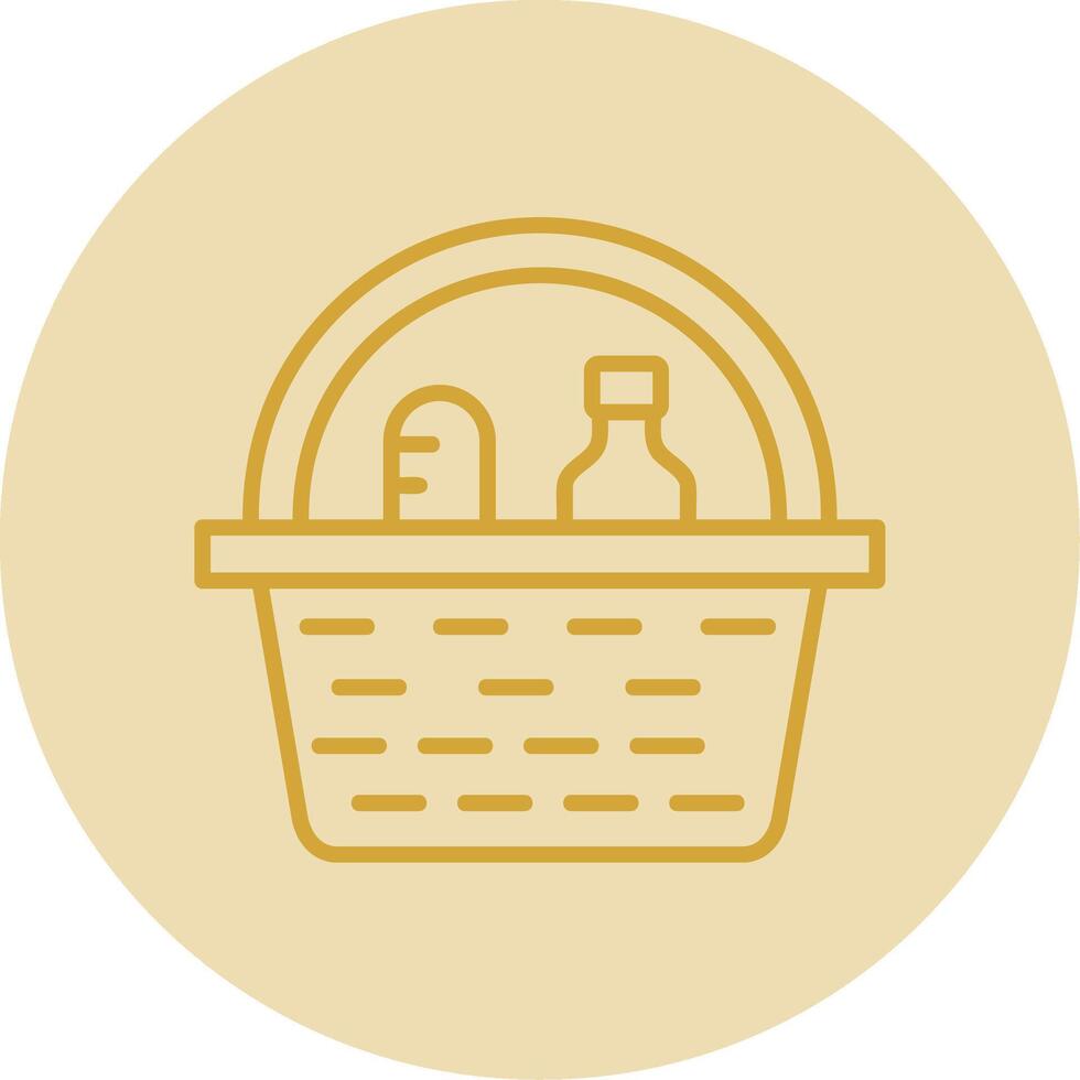 Picnic Basket Line Yellow Circle Icon vector