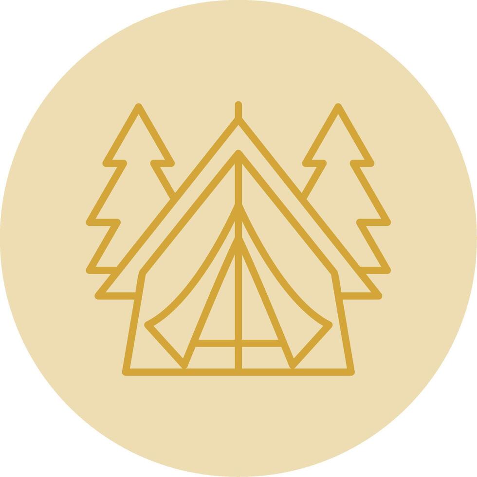 Tent Line Yellow Circle Icon vector