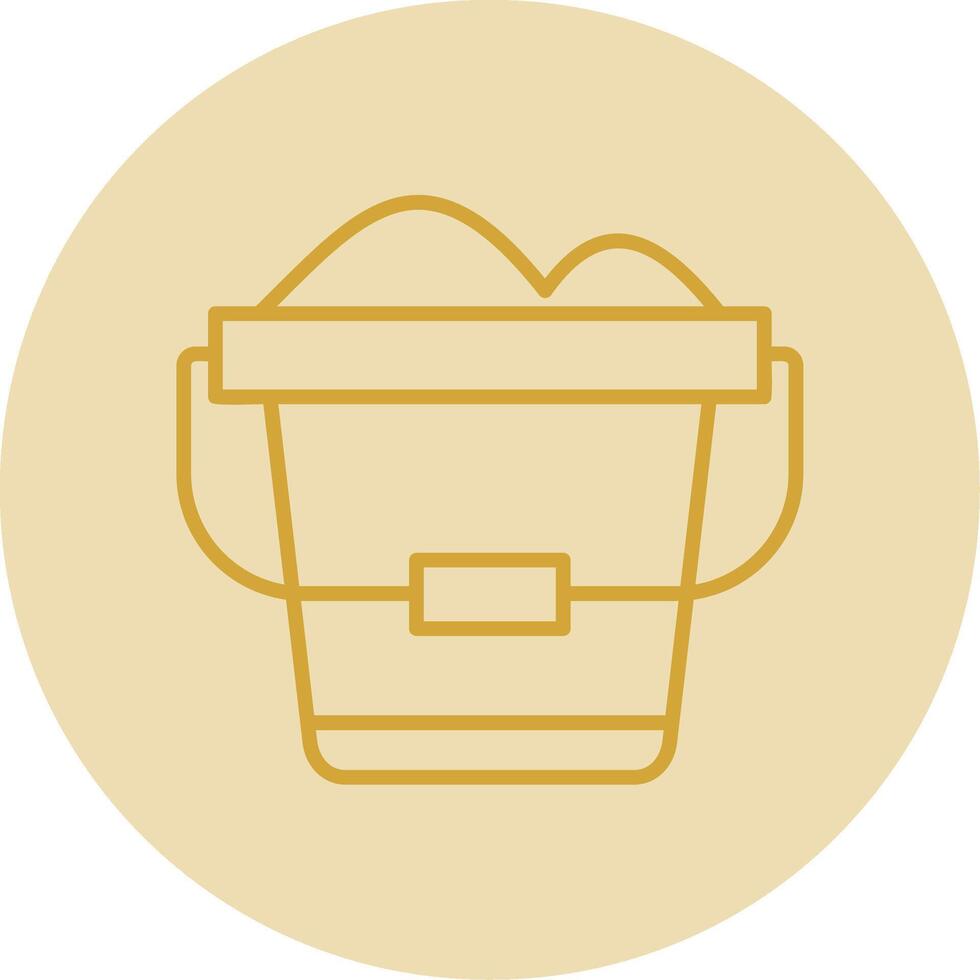 Sand Bucket Line Yellow Circle Icon vector