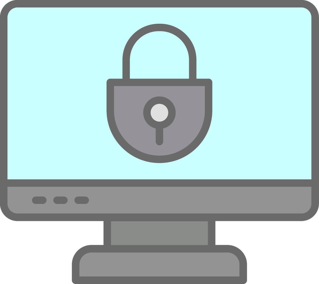 Locked Computer Line Filled Light Icon vector