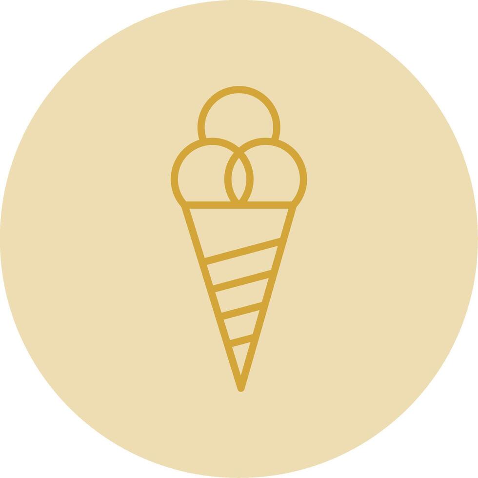 Ice Cream Cone Line Yellow Circle Icon vector