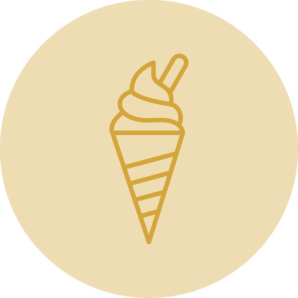 Ice Cream Line Yellow Circle Icon vector