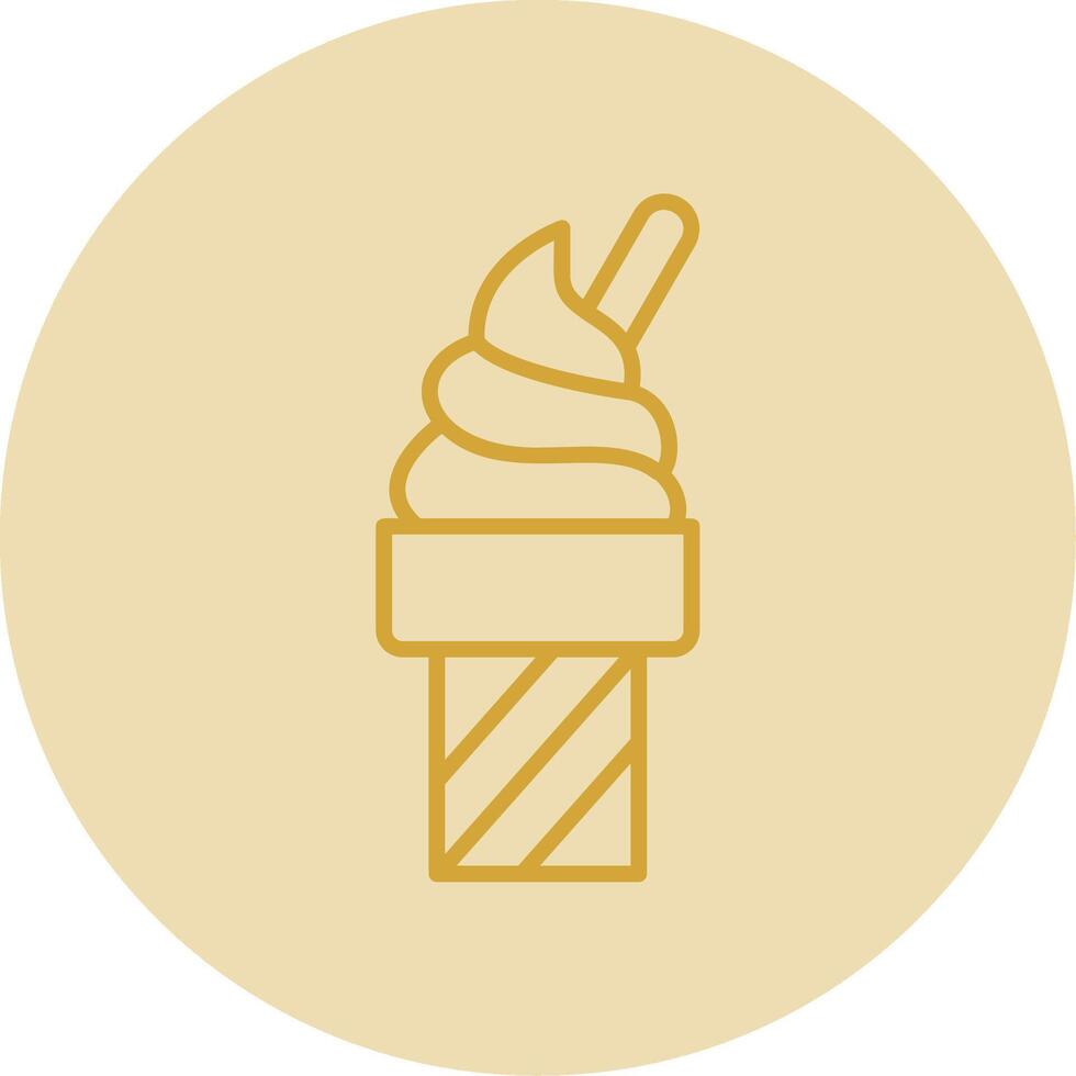 Ice Cream Line Yellow Circle Icon vector