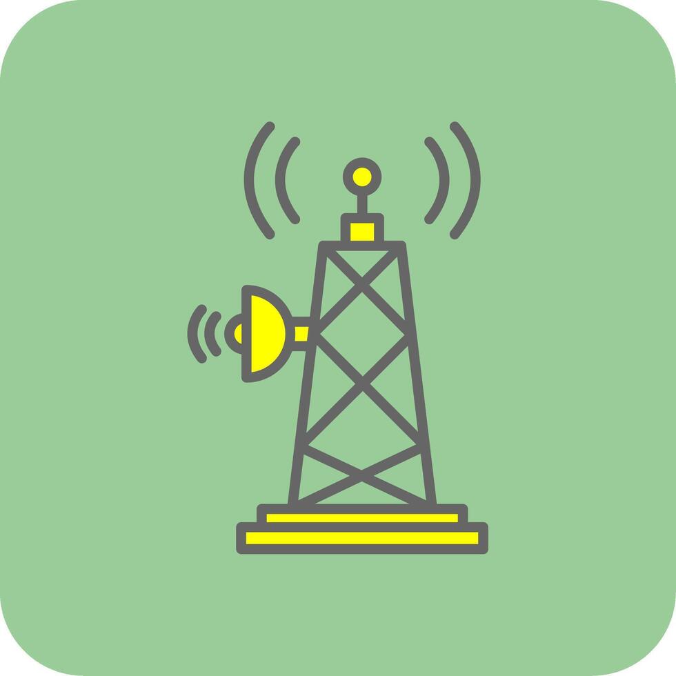 Signal Tower Filled Yellow Icon vector