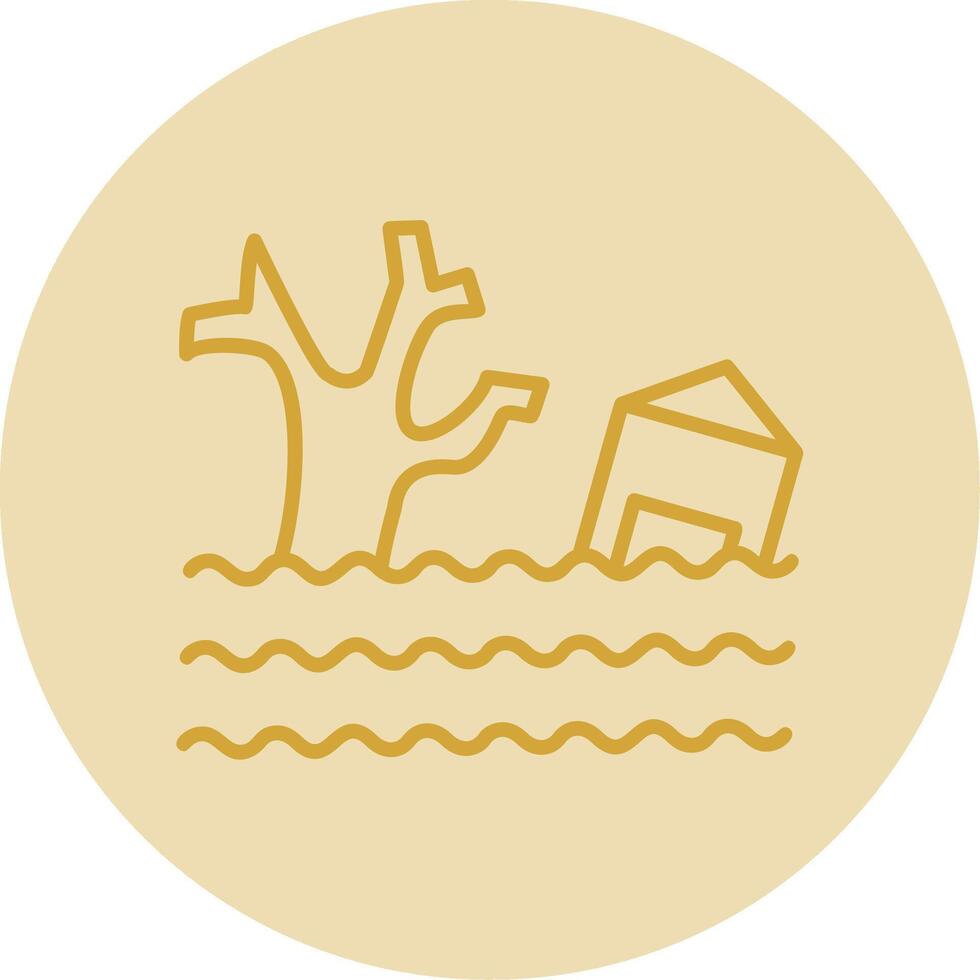 Flood Line Yellow Circle Icon vector