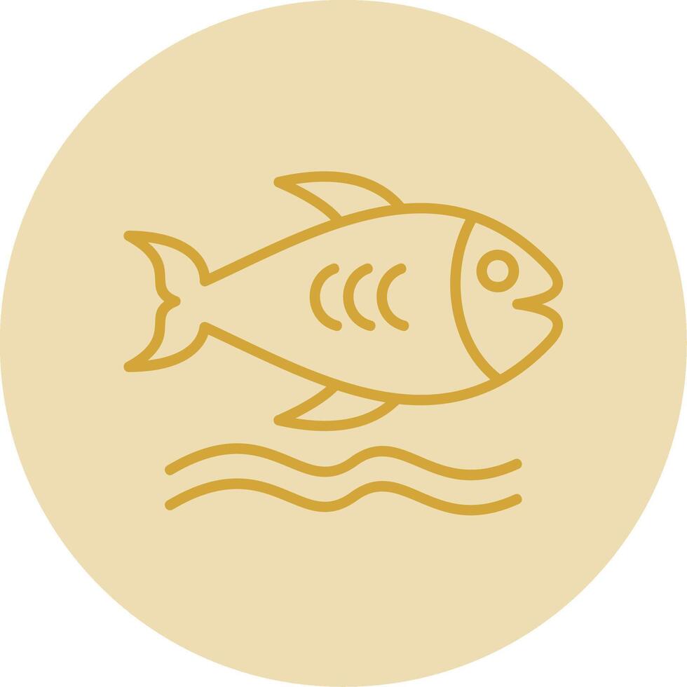 pescado línea amarillo circulo icono vector