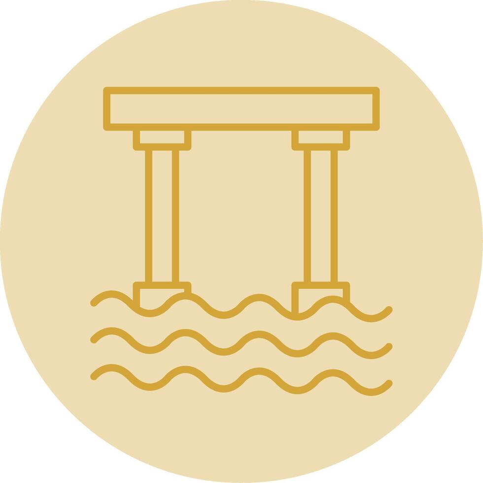 Bridge Line Yellow Circle Icon vector