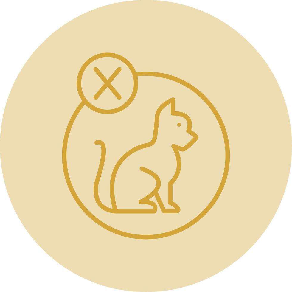 No Pets Allowed Line Yellow Circle Icon vector