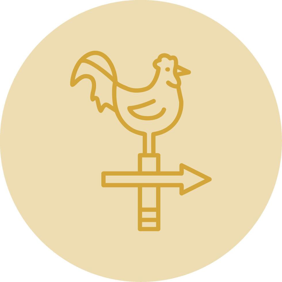 Chicken Line Yellow Circle Icon vector