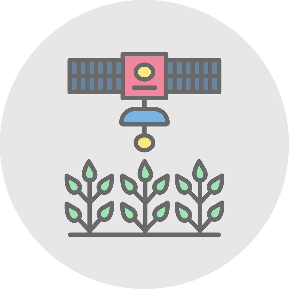 Satellite Crop Monitoring Line Filled Light Icon vector