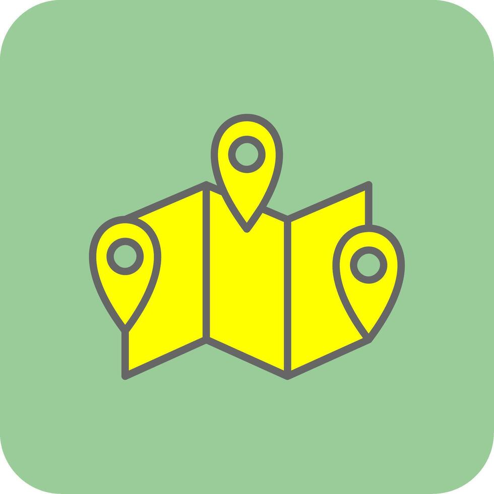 Map Filled Yellow Icon vector