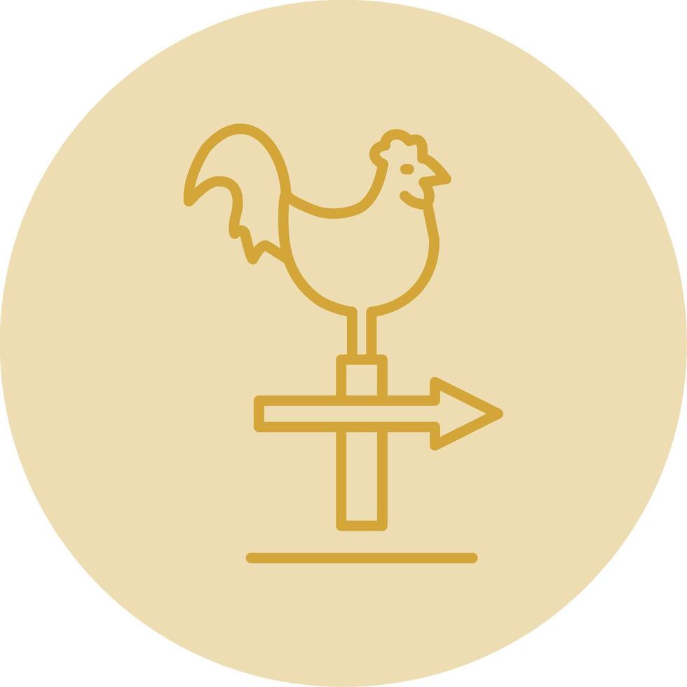 Chicken Line Yellow Circle Icon vector