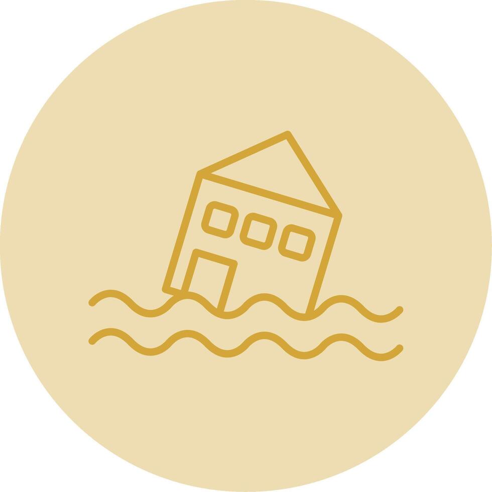 Flood Line Yellow Circle Icon vector