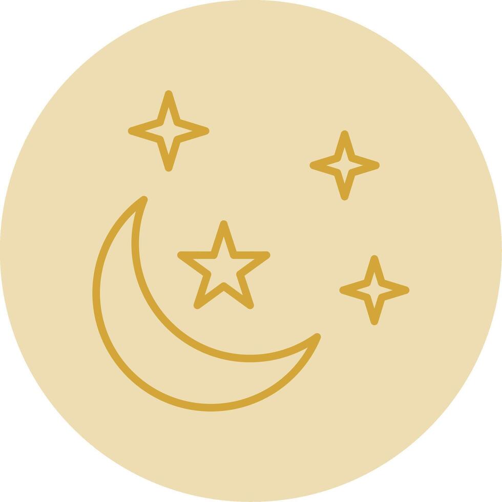 Moon Line Yellow Circle Icon vector