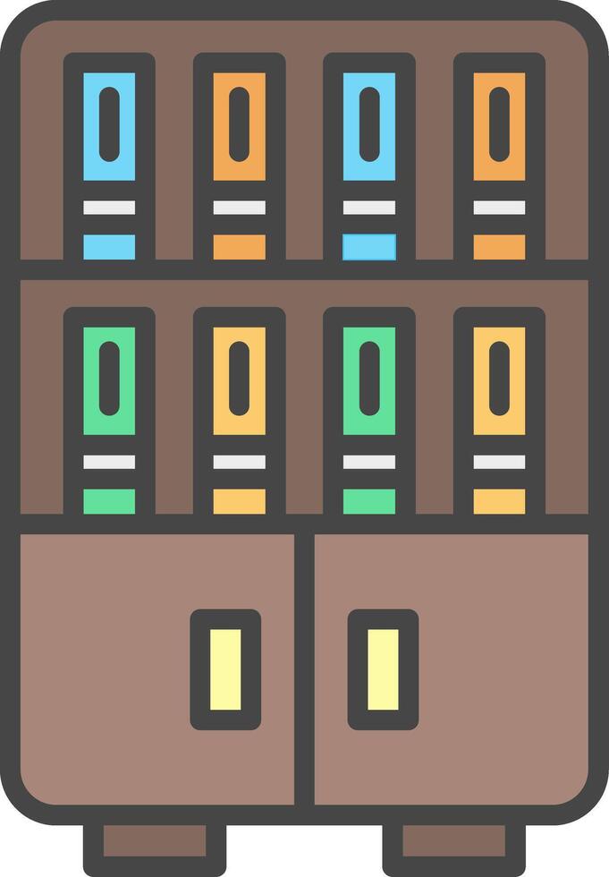 Bookshelf Line Filled Light Icon vector