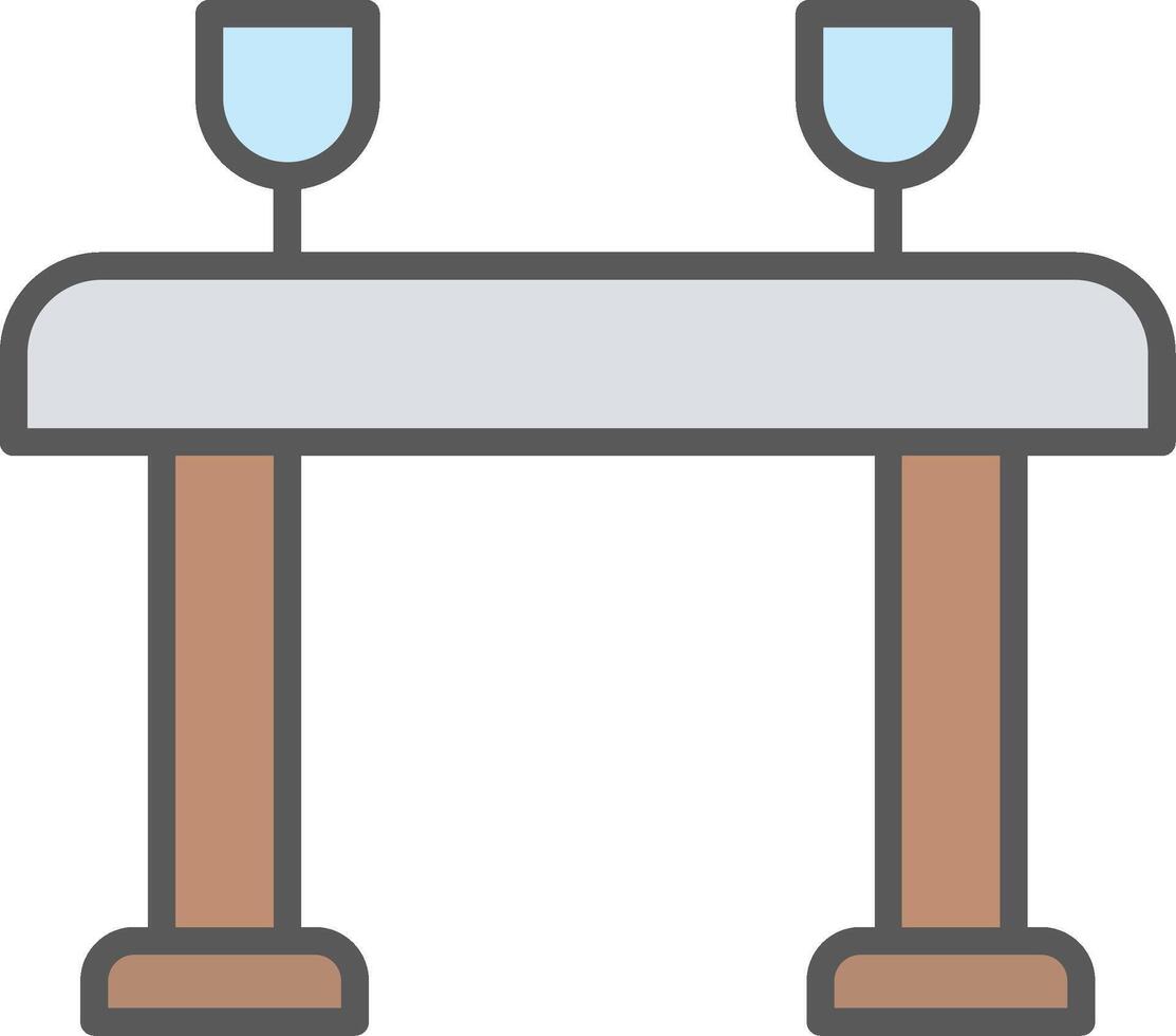 Table Line Filled Light Icon vector