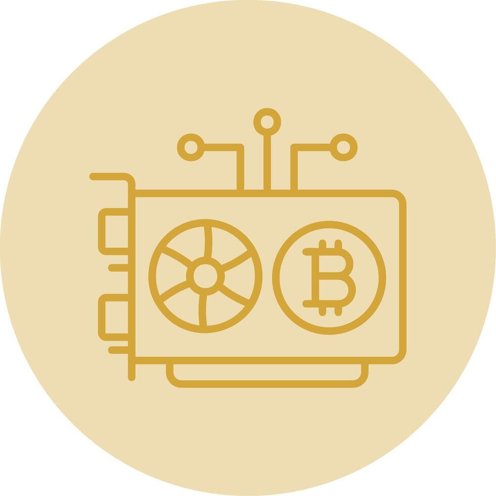 Mining Rig Line Yellow Circle Icon vector