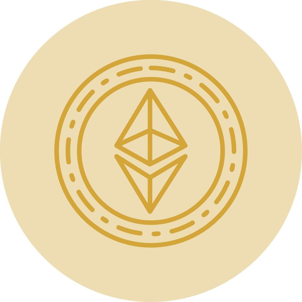 Ethereum Coin Line Yellow Circle Icon vector
