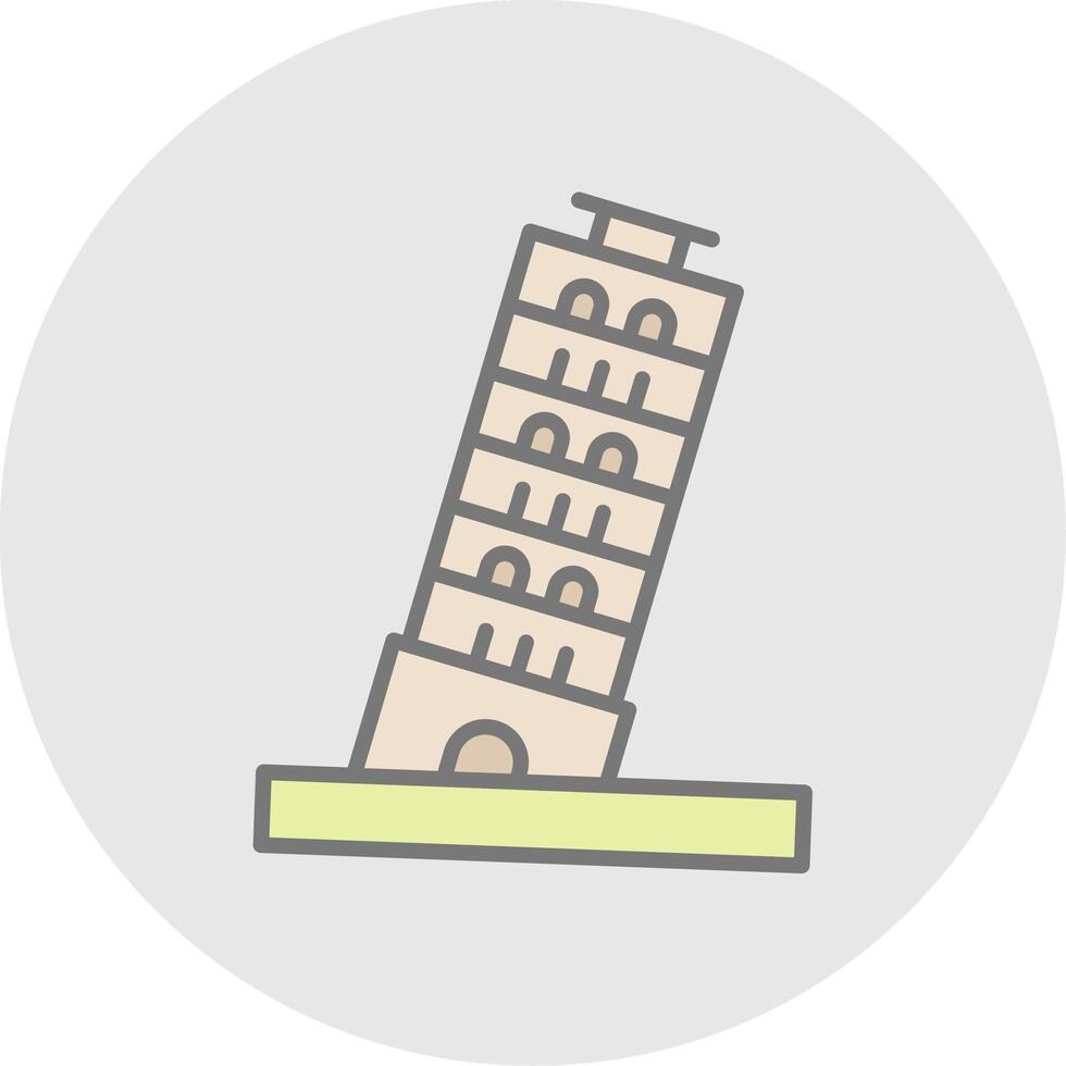 Pisa Tower Line Filled Light Icon vector