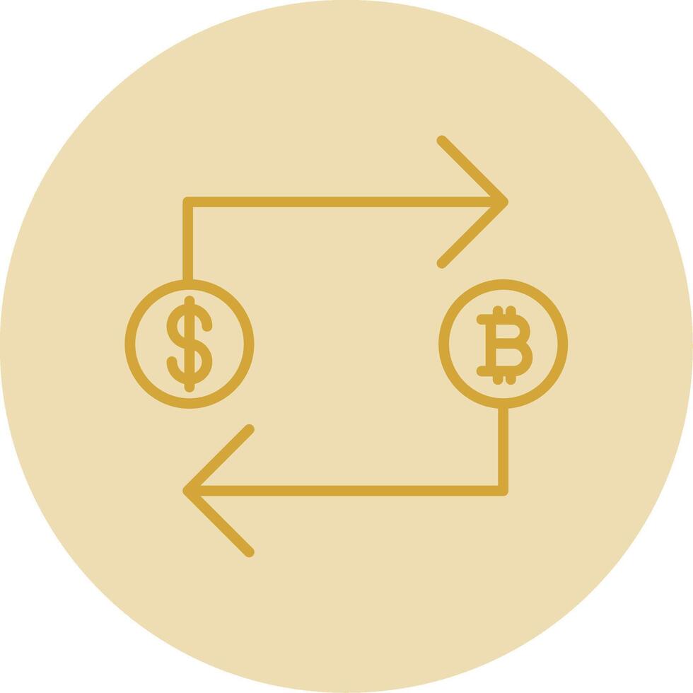 Bitcoin Exchange Line Yellow Circle Icon vector