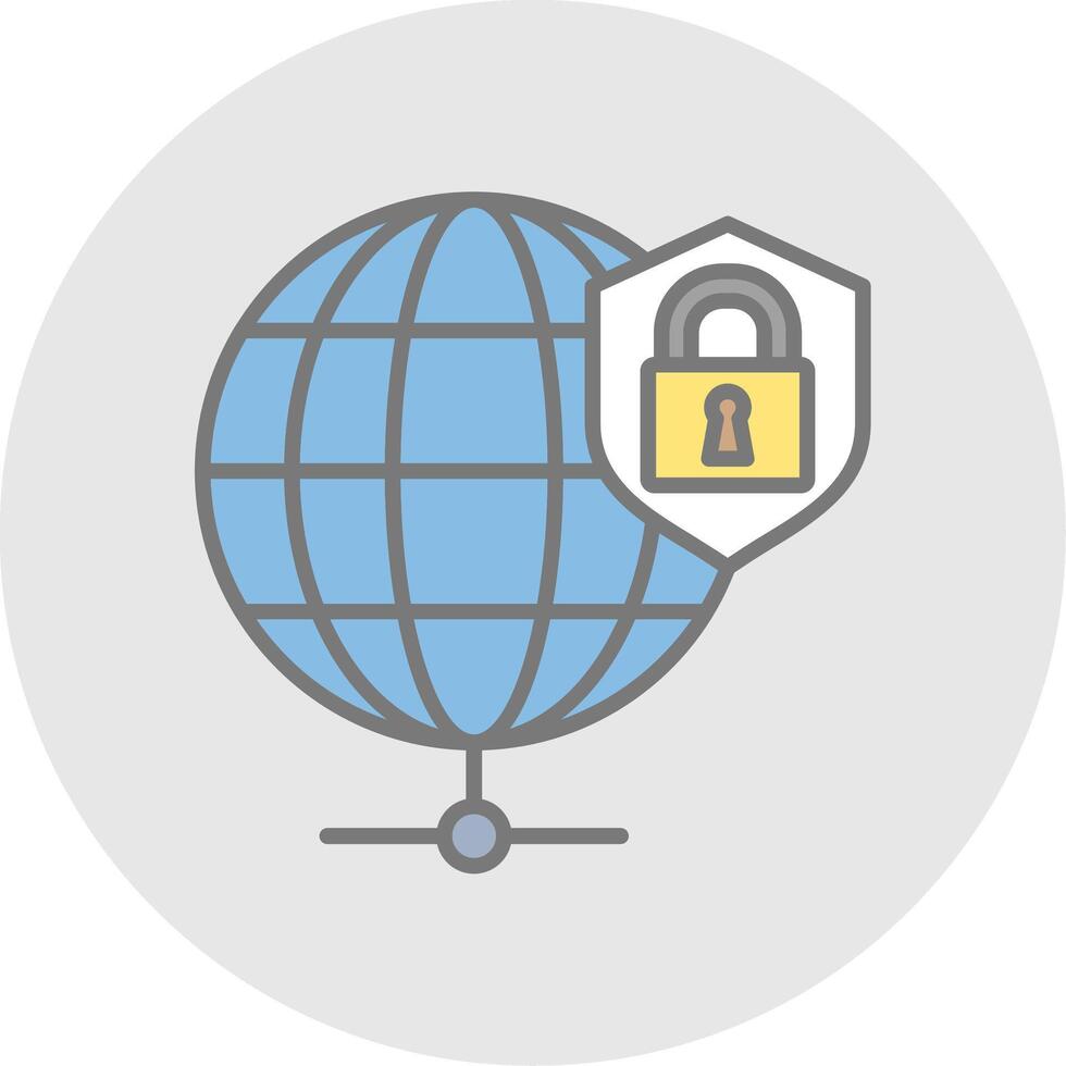 Global Security Line Filled Light Icon vector