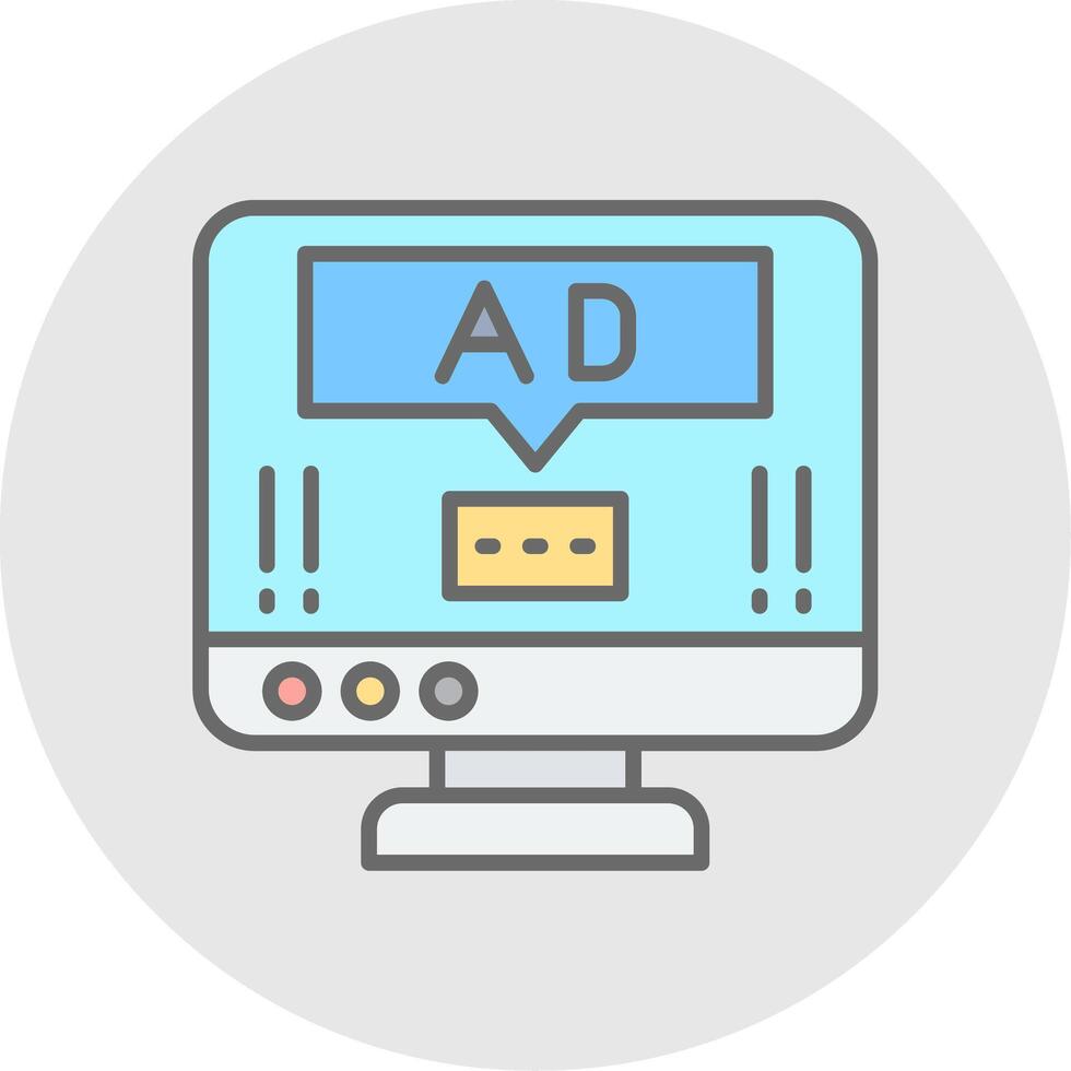 Ad Pop Up Line Filled Light Icon vector
