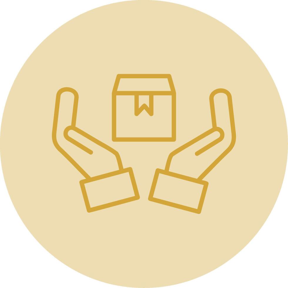 Handle With Care Line Yellow Circle Icon vector