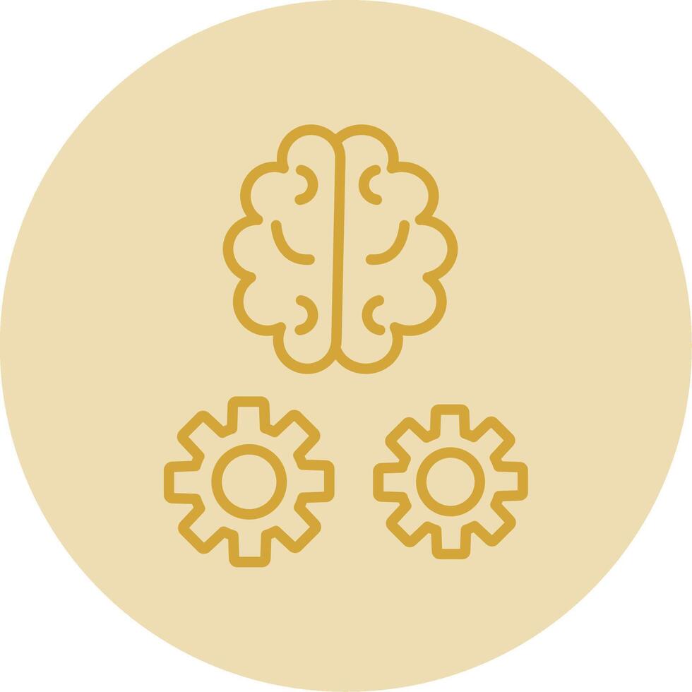 Brain Training Line Yellow Circle Icon vector