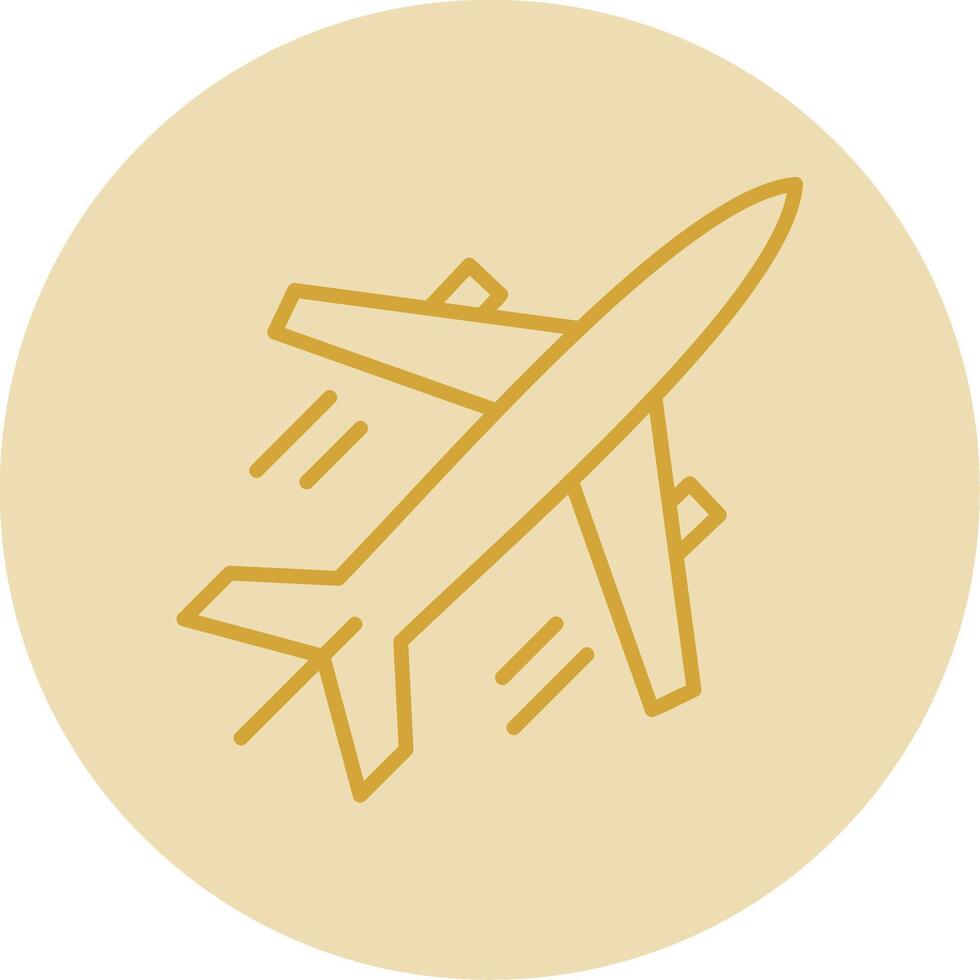 Plane Line Yellow Circle Icon vector