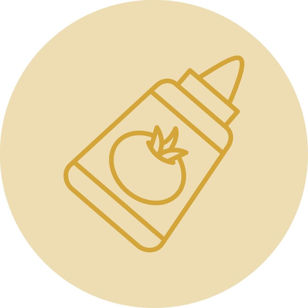 Tomato Ketchup Line Yellow Circle Icon vector