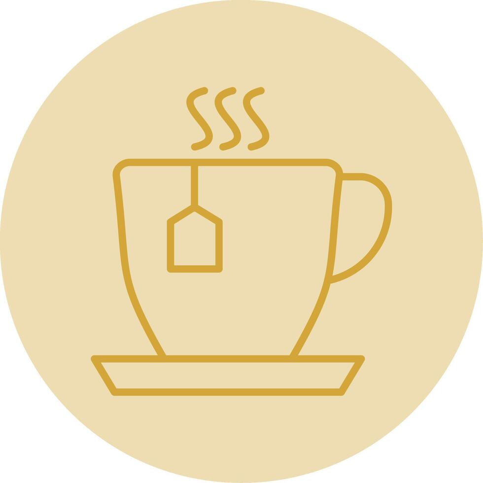 Cup Of Tea Line Yellow Circle Icon vector