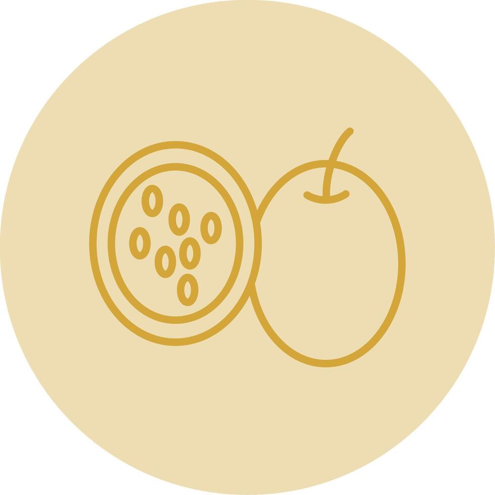 Passion Fruit Line Yellow Circle Icon vector