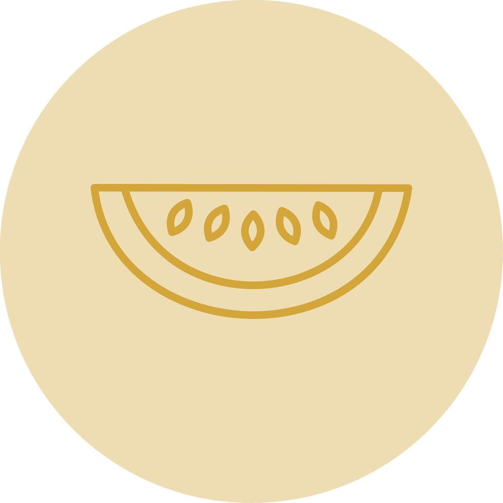 Honeydew Melon Line Yellow Circle Icon vector